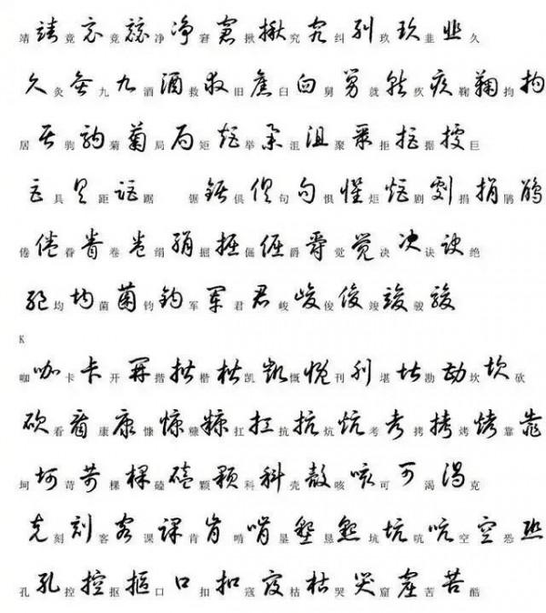 2000個常用漢字草書寫法