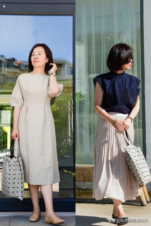 這才是四五十歲女人該有的打扮：“粗棉衫配半身裙”，時髦還顯瘦
