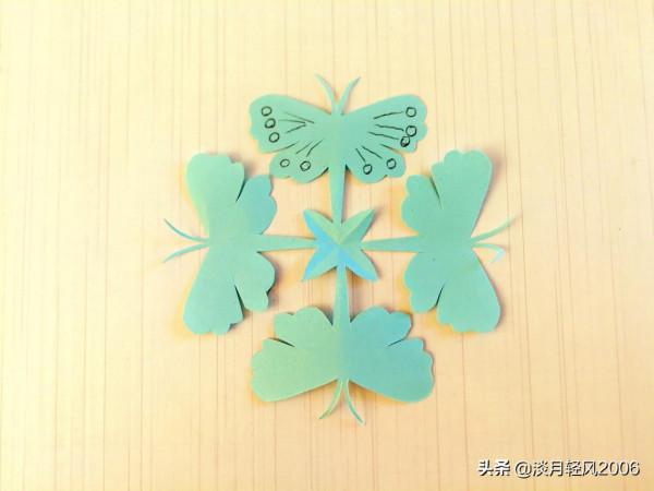 幼兒手工，用一張正方形紙剪四個蝴蝶，好學又好看