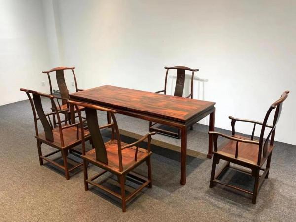 寮國大紅酸枝（交趾黃檀）幹泡茶桌六件套