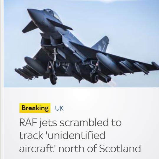 突發！不明飛機接近，英國戰機緊急升空