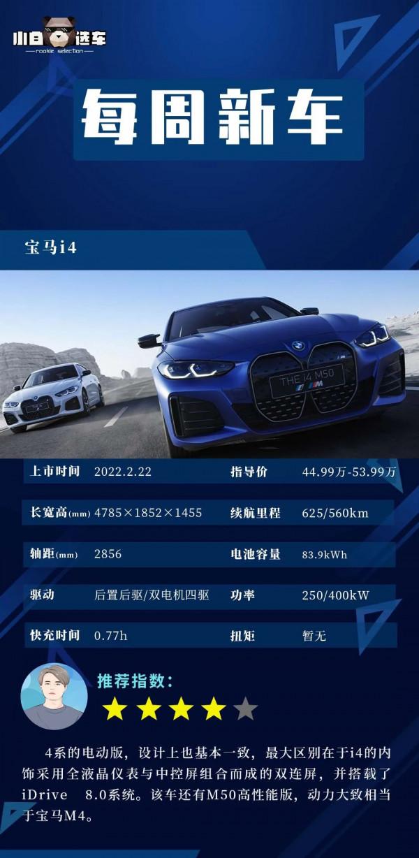 每週新車：可充可換電，楓葉60S上市&sol;53萬M4的效能，寶馬i4上市