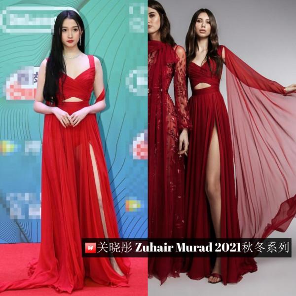 滿屏皆是大長腿，鹿晗太有福氣了！關曉彤2021年禮服造型大盤點