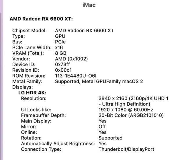 AMD6600/6600XT已經支援黑蘋果MACOS