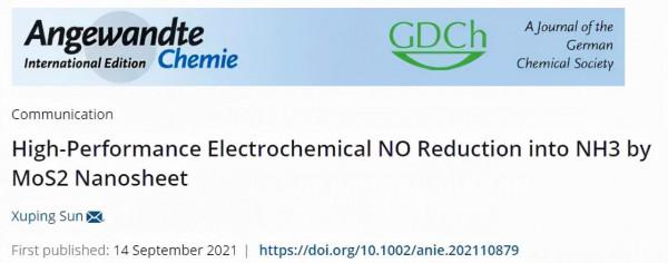 河南大學：MoS2奈米片高效電化學還原NO為NH3