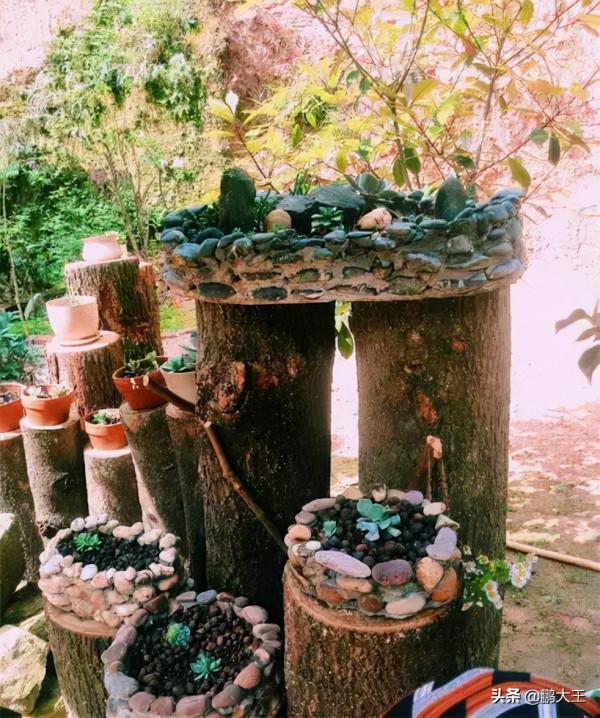 水泥石子堆做成簡易版花盆，省錢又好看，絕了