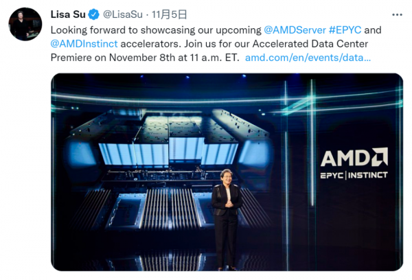 資訊丨AMD將於11月8日晚釋出新款EPYC處理器和Insitinct加速卡