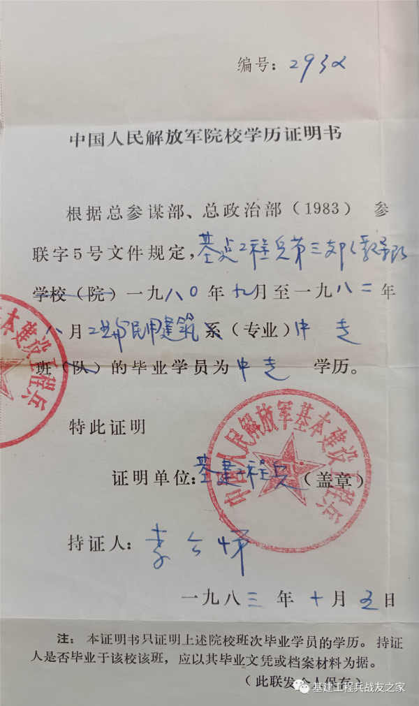 我那珍貴的部隊中專文憑