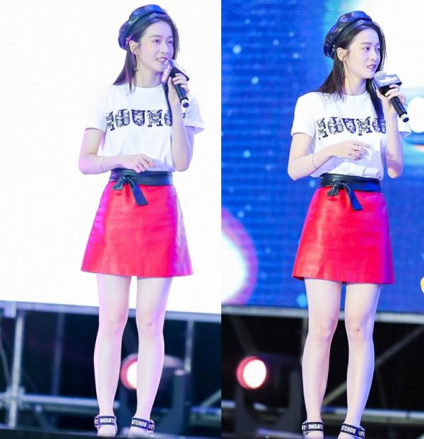 張雪迎難得穿一回超短裙，不想卻暴露了真實腿型，網友：認真的嗎