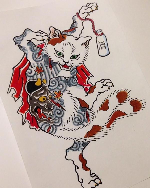 貓咪紋身圖案及素材 貓咪紋身圖案及素材