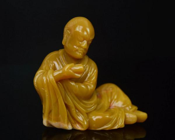 壽山石 老性 黃杜陵石 羅漢 人物擺件 精品收藏