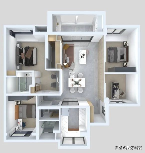 極家精裝：135㎡四房二廳一廚兩衛，簡單清爽顏值高的裝修案例