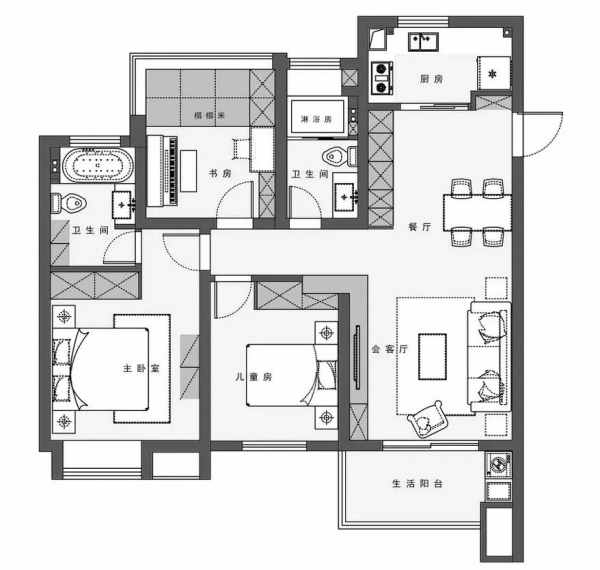 110㎡簡約風新房，榻榻米、大浴缸、強收納…電視牆還能這樣設計