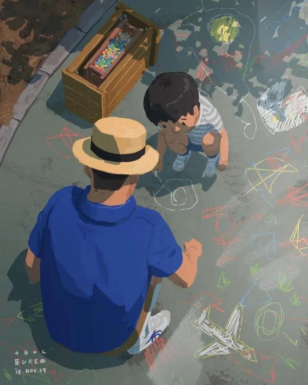 會畫畫的爸爸,太暖了 會畫畫的爸爸,太暖了