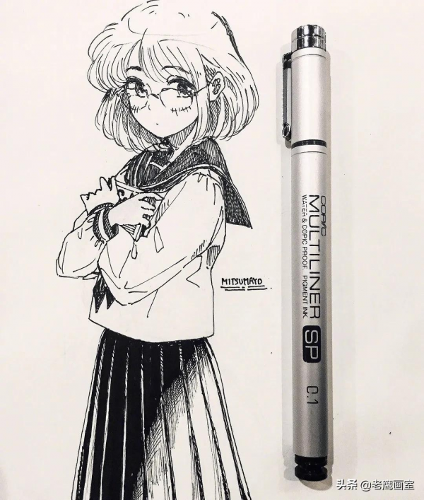 一組針管筆手繪動漫人物，非常棒的臨摹練習素材
