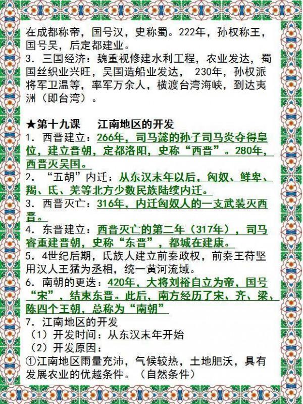 人教版初中1~6冊歷史重要知識彙總，家有初中生背熟，次次不下98