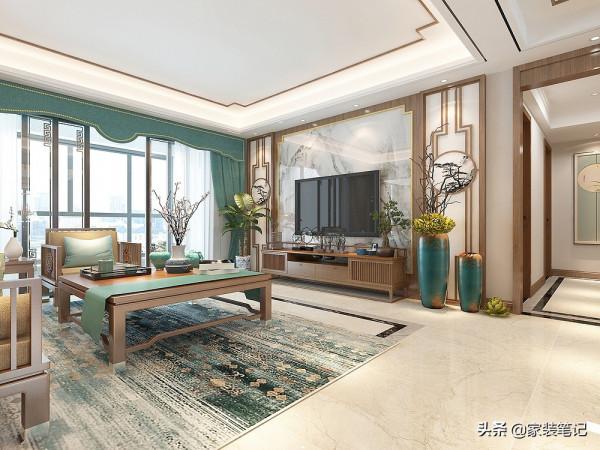 她家的中式風裝修，在小區裡面堪稱經典，色彩、硬裝搭配很有品味