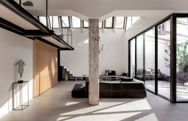 義大利都靈的現代工業公寓,豐富的天窗讓室內採光充足 義大利都靈的現代工業公寓,豐富的天窗讓室內採光充足