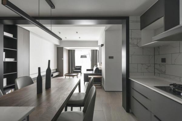 112平現代風三居室平面和線條交錯，給空間增添層次感