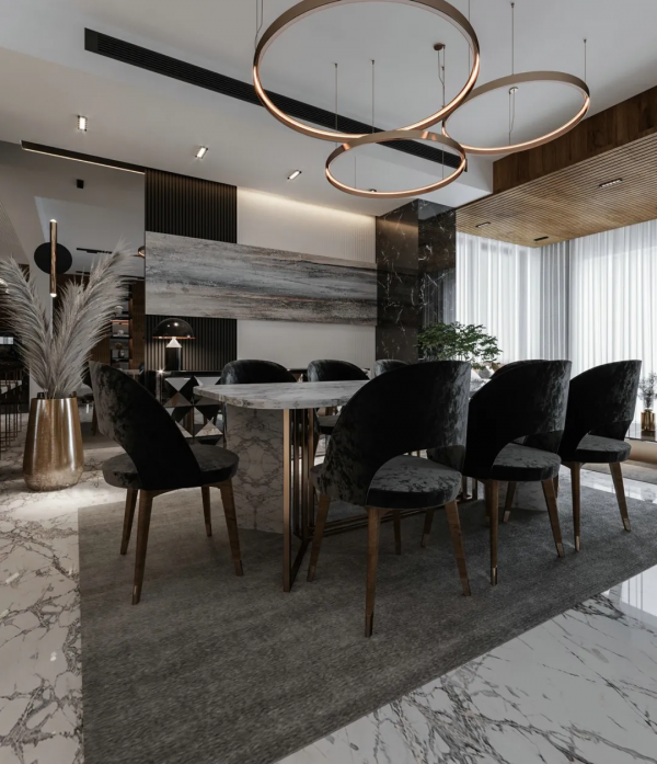 大理石裝飾現代公寓，高階浪漫