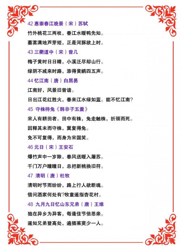 小學語文1-6年級必須背誦古詩詞小古文合集大全，收藏儲存備用