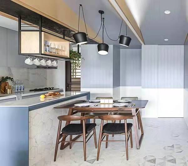 開放式廚房這樣設計：餐桌+島臺一體化，功能、實用性增加一倍