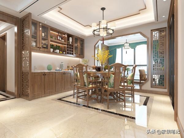 她家的中式風裝修，在小區裡面堪稱經典，色彩、硬裝搭配很有品味