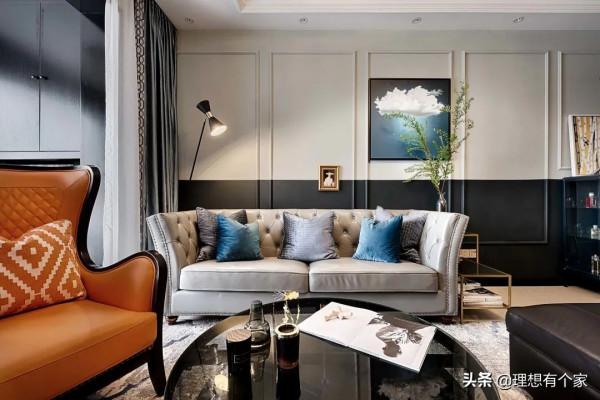 85平的美式輕奢獨特的風格，大膽的配色碰撞出華麗優雅的高階感