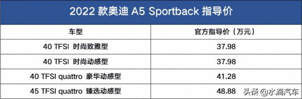 推薦40 TFSI quattro 豪華動感型 奧迪A5 Sportback 購車手冊