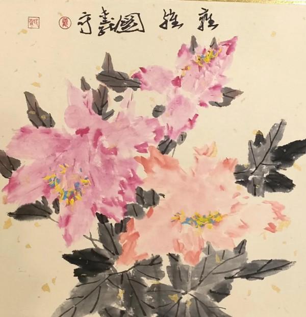 人民大會堂一件新作品裡的牡丹等題材畫的解析和比較