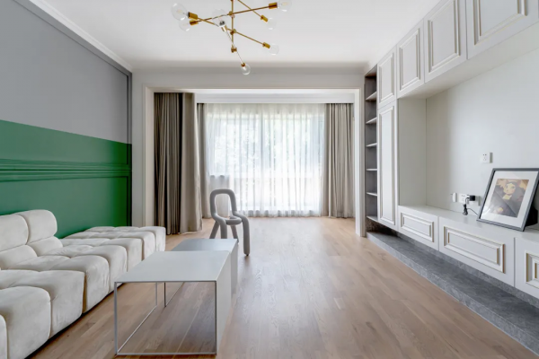 100㎡三居改兩居，客、餐、廚、辦公區全開放，超級寬敞舒適