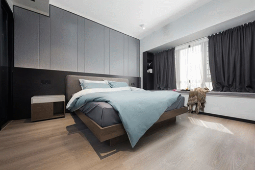 125㎡現代簡約風，黑白灰+木色，高階又大氣，進門就被迷住了