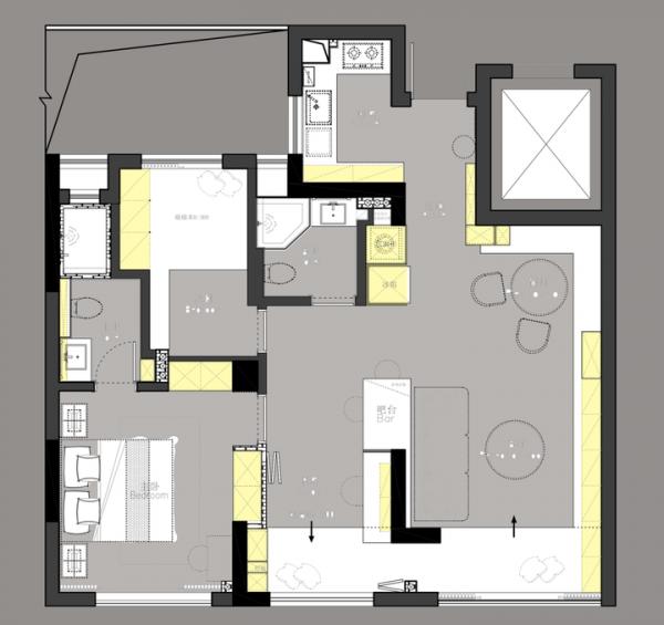 89㎡原木白加黑，只拆一面牆全屋都亮了，一屋子的櫃子都藏著心機