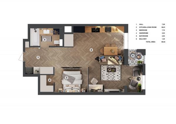 點點藍色帶來的深度和個性！2間60平小戶型設計