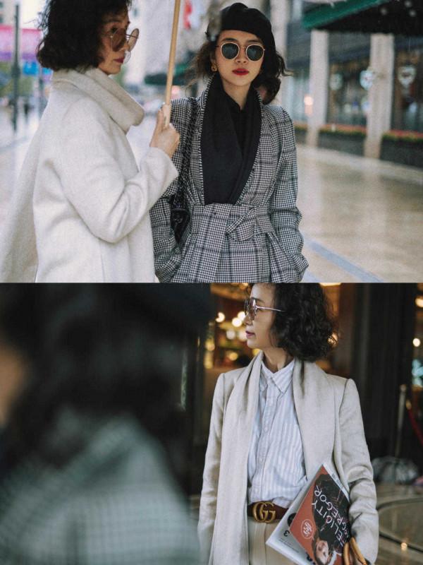 這對母女是博主真會穿！身穿大衣氣質優雅，看著像姐妹花一樣