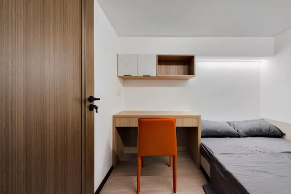 34㎡小家五臟俱全，擠出2室2廳2衛，還有學習休閒區