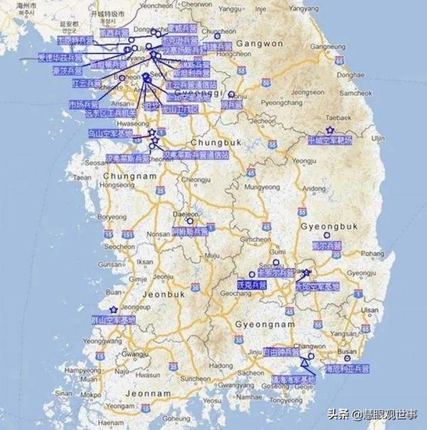 美國在亞洲有哪些基地？2、韓國