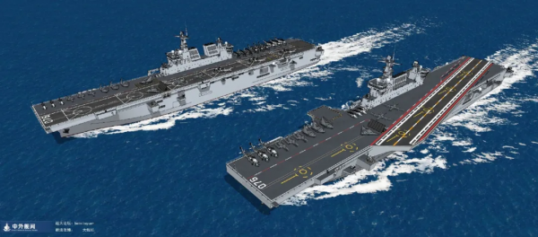 夢幻組合，航母與兩攻同框列陣，大國海軍“兩艦合體”戰力如何