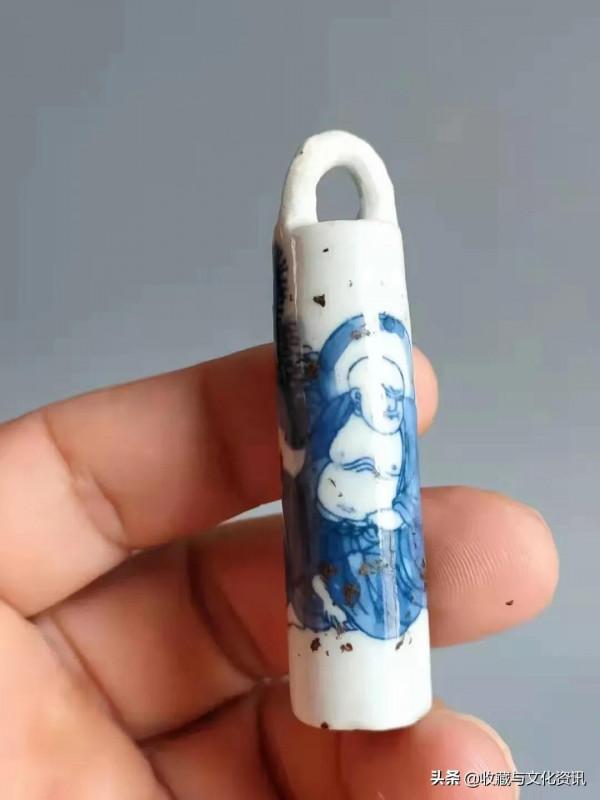 清代青花羅漢翎管鑑賞