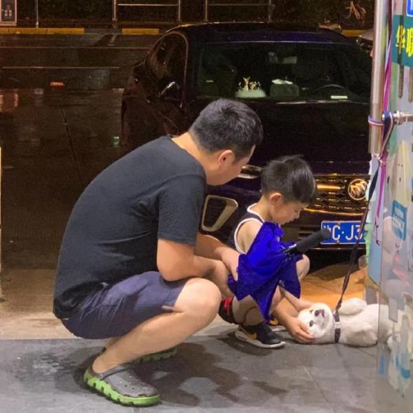 上學途中偶遇流浪狗，小男孩忽然上前給了一個“愛的抱抱”，……