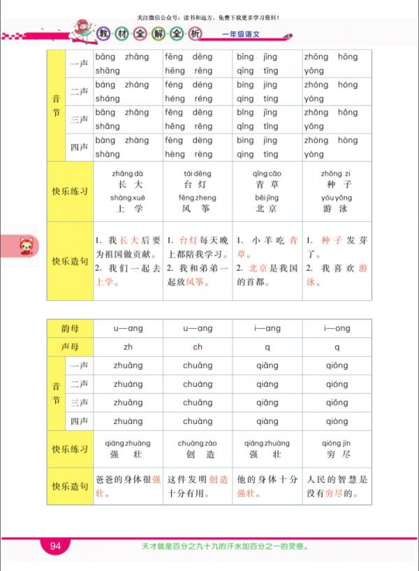 一年級語文上冊，第三單元《全解全析》，收藏備用