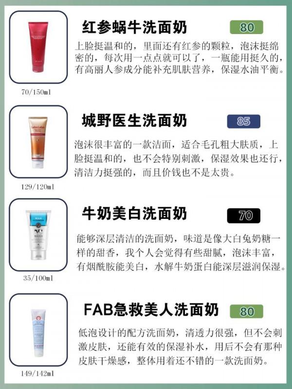 熱門男士洗面奶榜單