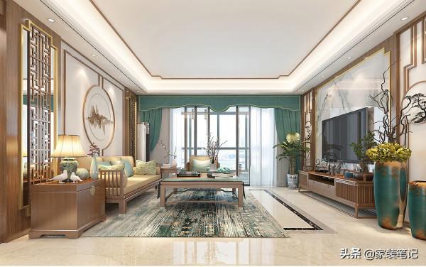 她家的中式風裝修，在小區裡面堪稱經典，色彩、硬裝搭配很有品味