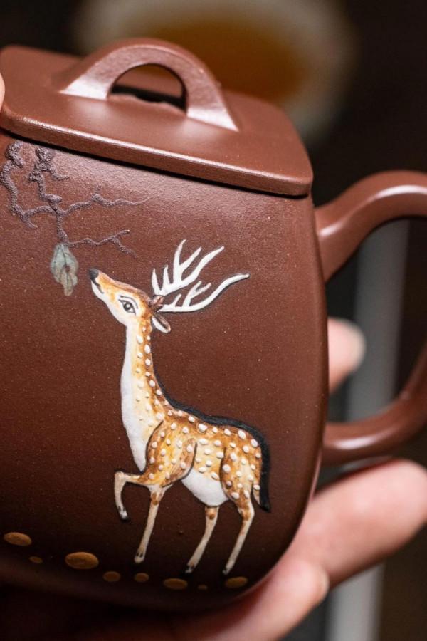 四方小鹿壺紫泥