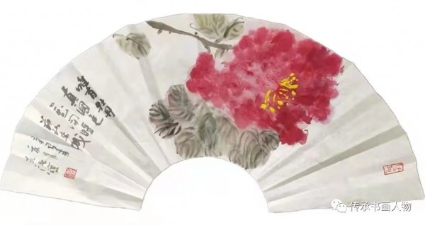 吳強先生寫意牡丹扇面賞析 吳強先生寫意牡丹扇面賞析