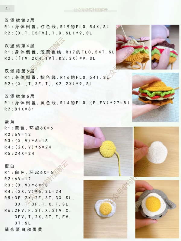 鉤針圖解｜漢堡貓，漢堡中的戰鬥貓，超解饞，小孩子喜歡瘋了