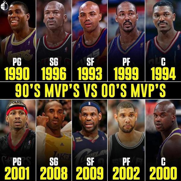 美媒列出了90年代和21世紀初兩組最強的MVP,7場系列賽哪組能取勝 美媒列出了90年代和21世紀初兩組最強的MVP,7場系列賽哪組能取勝