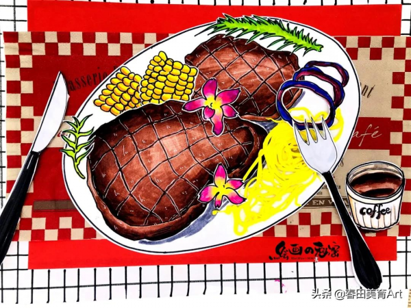 教程丨少兒美術課程《美味西餐》