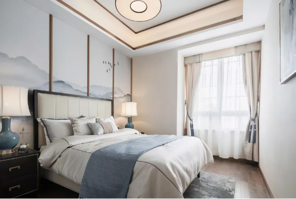 125㎡現代中式風新房，全屋菸灰藍配色，清爽明亮