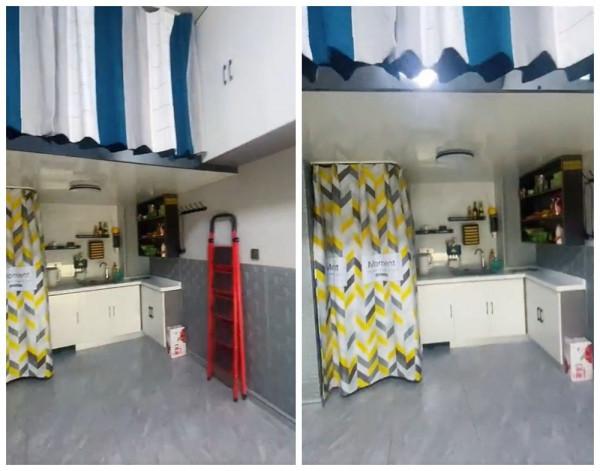 他把18㎡車庫改成小家，廚衛臥室要啥有啥，網友：再吵架睡車庫